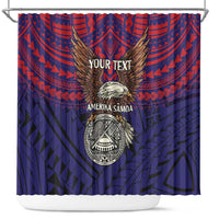 American Samoa Brave Eagle Personalized Shower Curtain National Flag Color LT9 Blue - Polynesian Pride