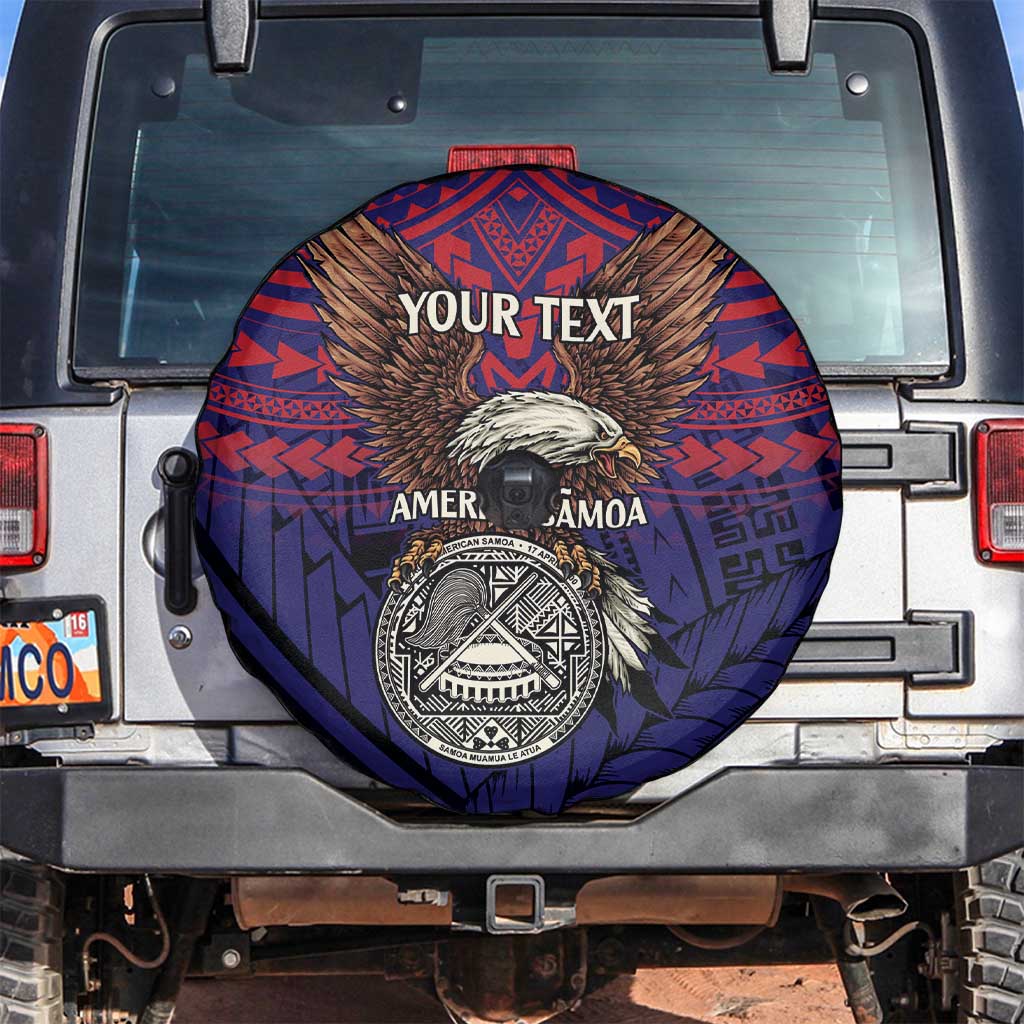 American Samoa Brave Eagle Personalized Spare Tire Cover National Flag Color LT9 Blue - Polynesian Pride