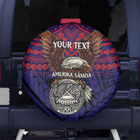 American Samoa Brave Eagle Personalized Spare Tire Cover National Flag Color LT9 No hole Blue - Polynesian Pride