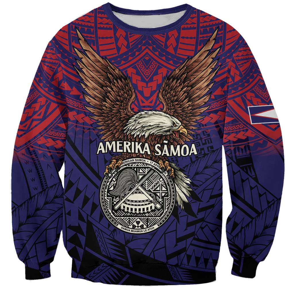 American Samoa Brave Eagle Personalized Sweatshirt National Flag Color LT9 Unisex Blue - Polynesian Pride