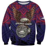 American Samoa Brave Eagle Personalized Sweatshirt National Flag Color LT9 Unisex Blue - Polynesian Pride