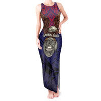 American Samoa Brave Eagle Personalized Tank Maxi Dress National Flag Color LT9 Women Blue - Polynesian Pride