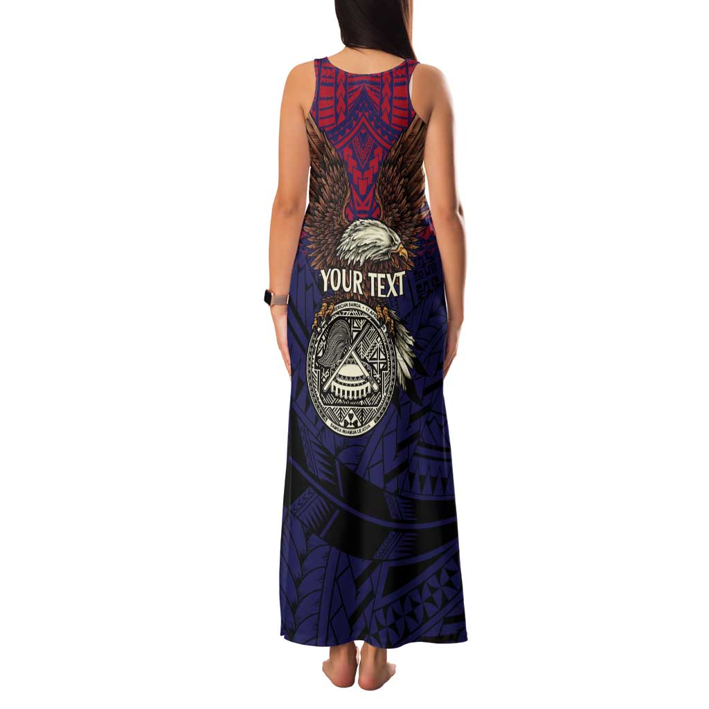 American Samoa Brave Eagle Personalized Tank Maxi Dress National Flag Color LT9 - Polynesian Pride