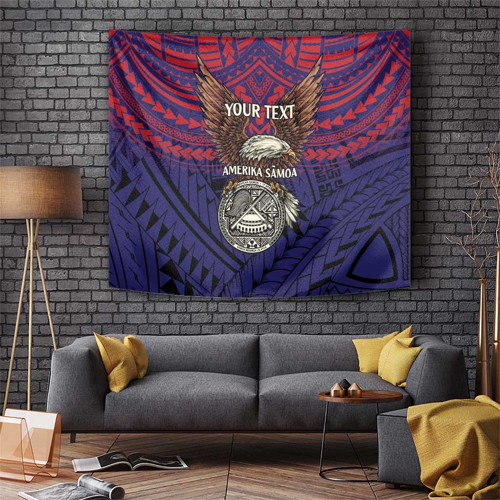 American Samoa Brave Eagle Personalized Tapestry National Flag Color LT9 Blue - Polynesian Pride