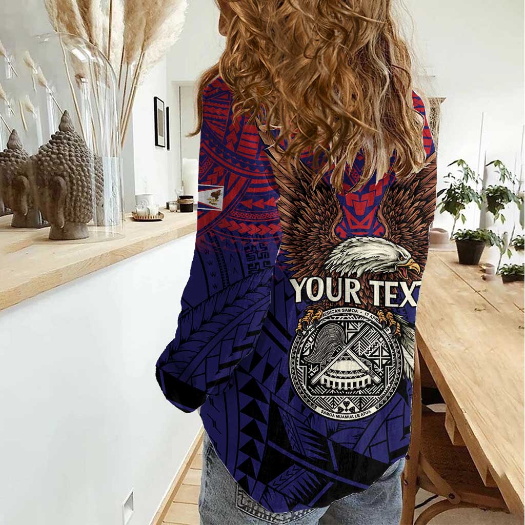 American Samoa Brave Eagle Personalized Women Casual Shirt National Flag Color LT9 - Polynesian Pride