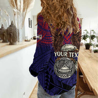 American Samoa Brave Eagle Personalized Women Casual Shirt National Flag Color LT9 - Polynesian Pride