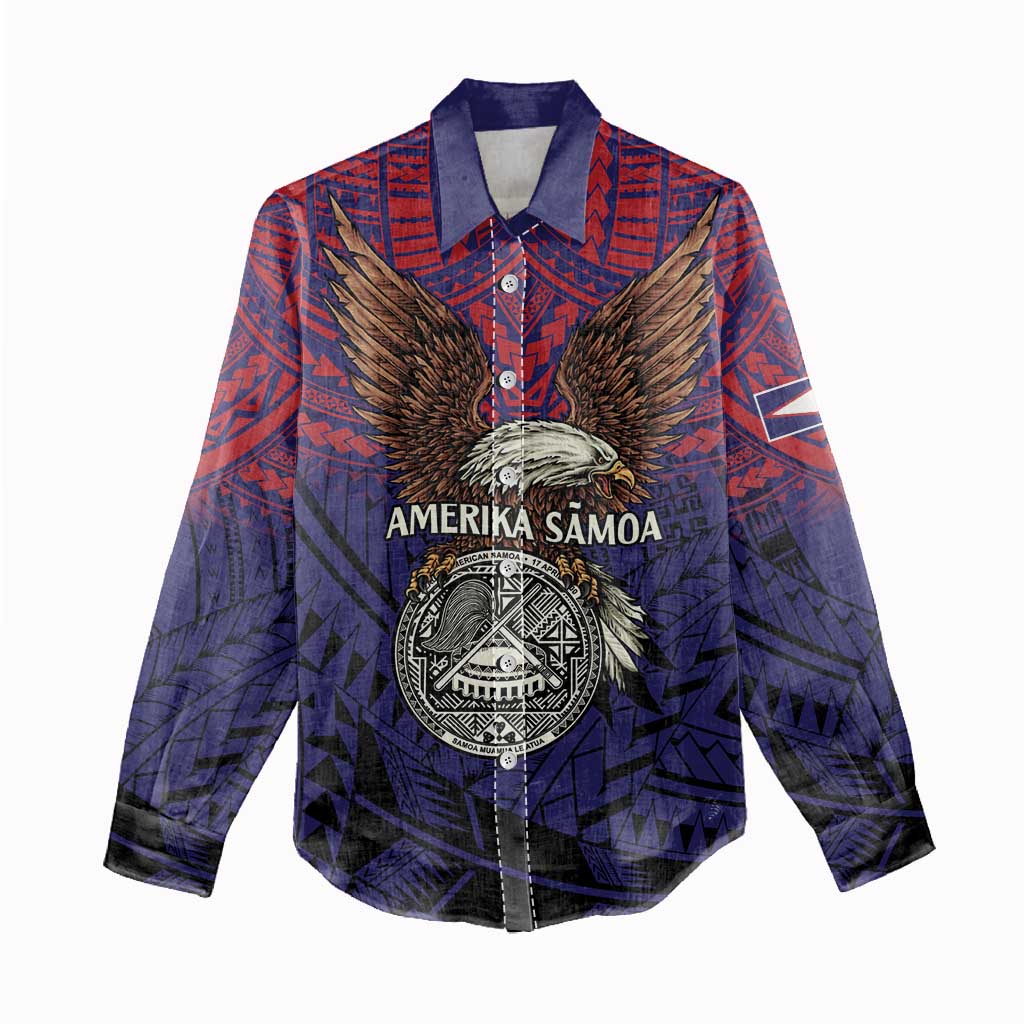 American Samoa Brave Eagle Personalized Women Casual Shirt National Flag Color LT9 - Polynesian Pride
