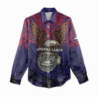 American Samoa Brave Eagle Personalized Women Casual Shirt National Flag Color LT9 - Polynesian Pride