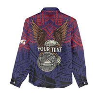 American Samoa Brave Eagle Personalized Women Casual Shirt National Flag Color LT9 - Polynesian Pride