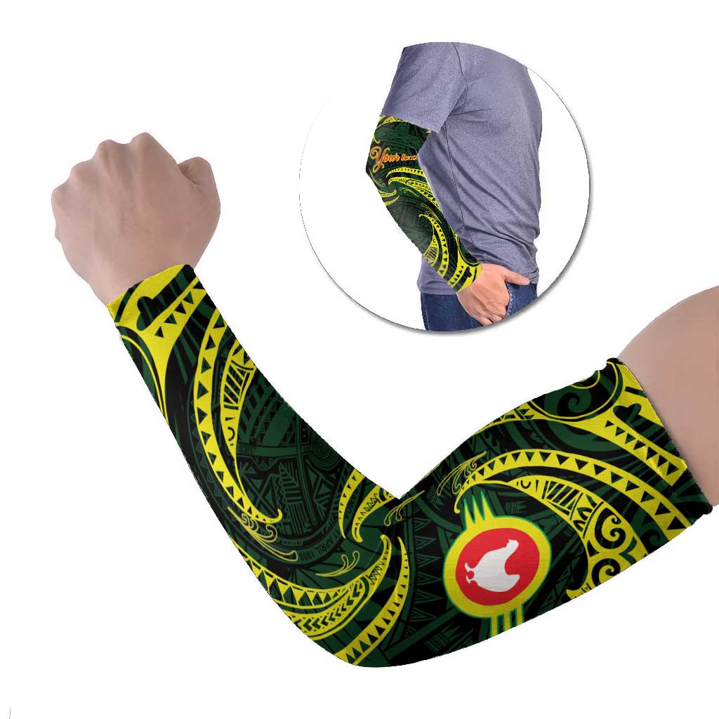 American Samoa Manua Cession Day Personalized Arm Sleeves Polynesian Wave Style LT9 Set of 2 Green - Polynesian Pride