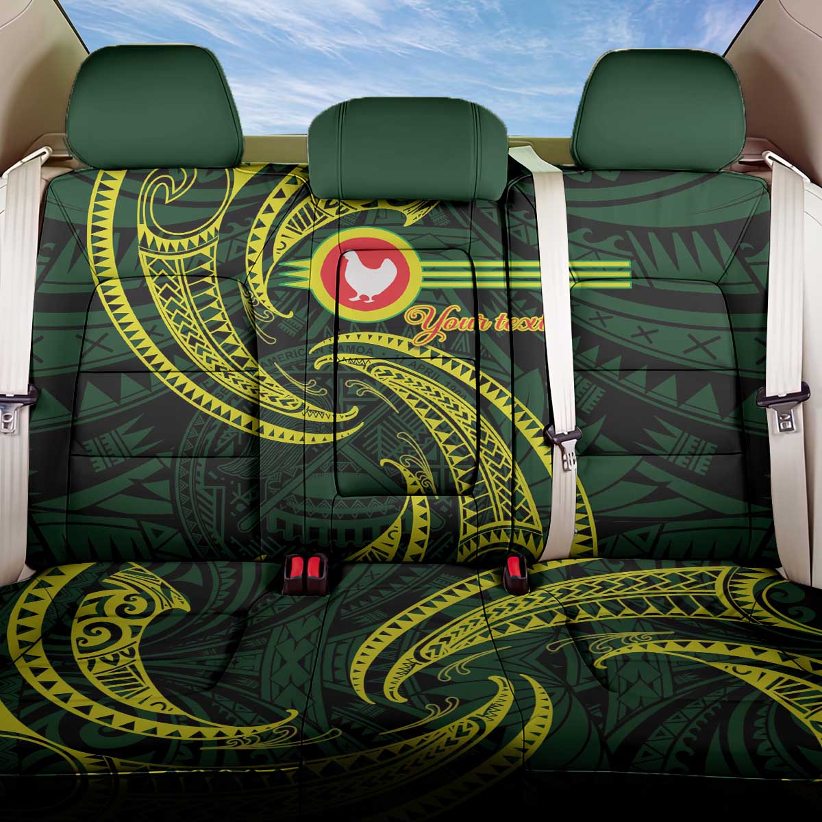 American Samoa Manua Cession Day Personalized Back Car Seat Cover Polynesian Wave Style LT9 One Size Green - Polynesian Pride