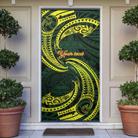 American Samoa Manua Cession Day Personalized Door Cover Polynesian Wave Style LT9 Green - Polynesian Pride