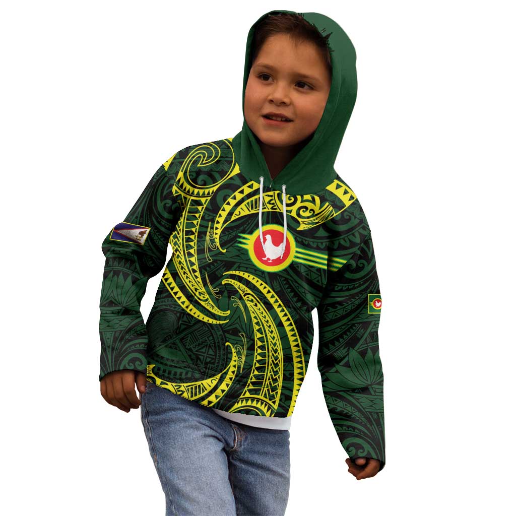 American Samoa Manua Cession Day Personalized Kid Hoodie Polynesian Wave Style LT9 - Polynesian Pride