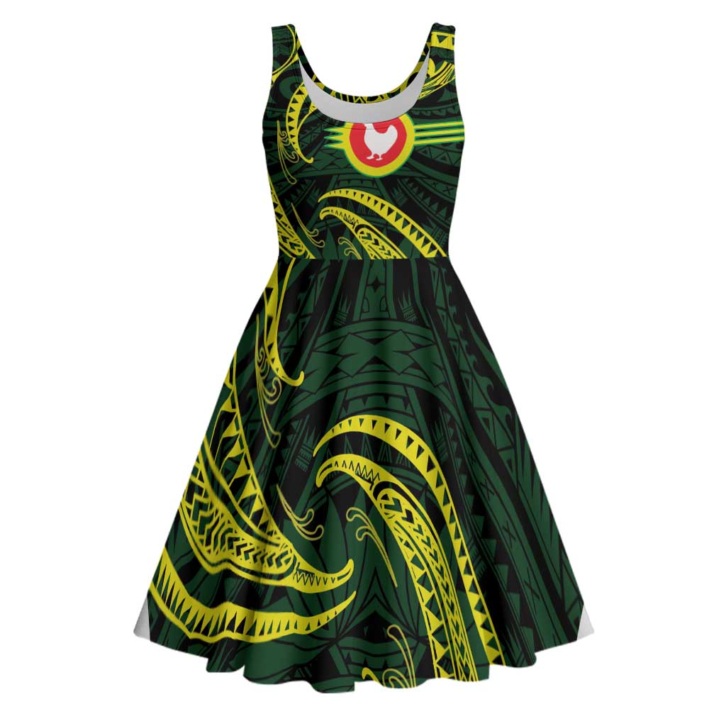 American Samoa Manua Cession Day Personalized Midi Dress Polynesian Wave Style LT9 Green - Polynesian Pride