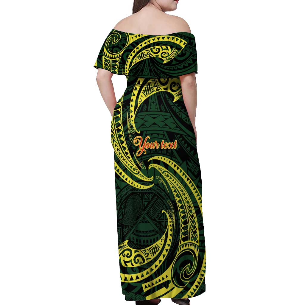 American Samoa Manua Cession Day Personalized Off Shoulder Maxi Dress Polynesian Wave Style LT9 - Polynesian Pride