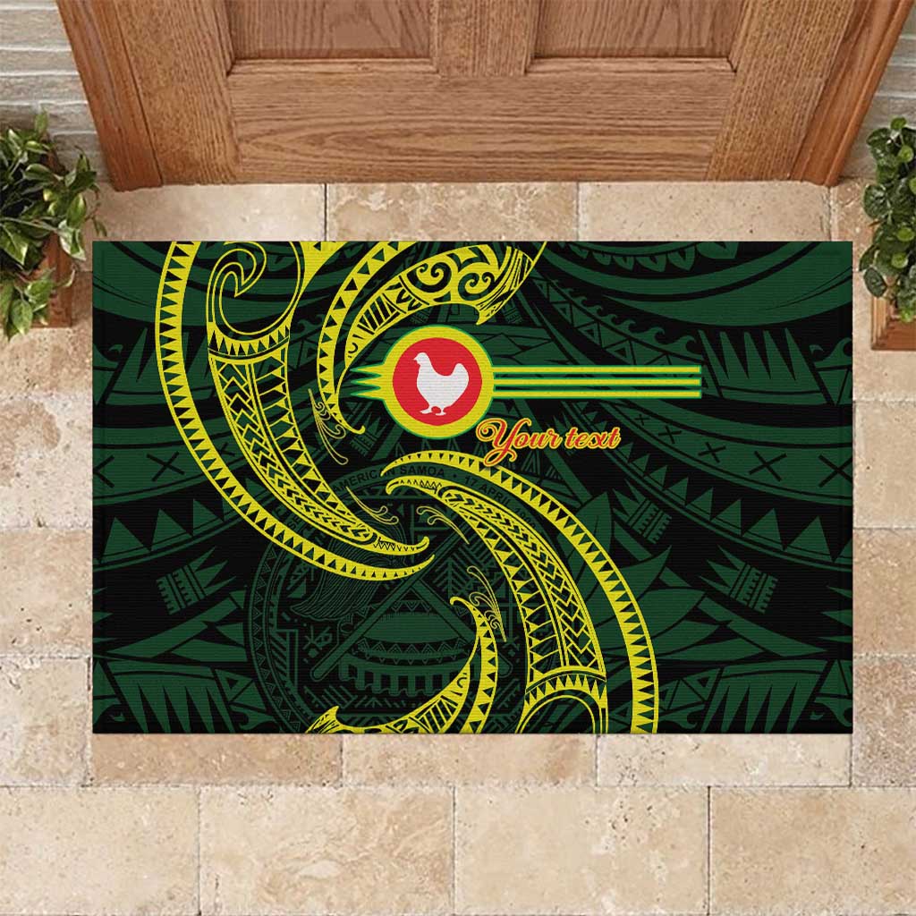 American Samoa Manua Cession Day Personalized Rubber Doormat Polynesian Wave Style LT9 Green - Polynesian Pride