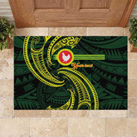 American Samoa Manua Cession Day Personalized Rubber Doormat Polynesian Wave Style LT9 Green - Polynesian Pride