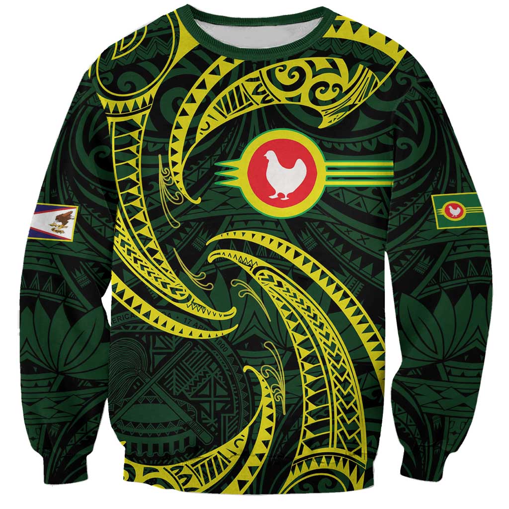 American Samoa Manua Cession Day Personalized Sweatshirt Polynesian Wave Style LT9 Unisex Green - Polynesian Pride