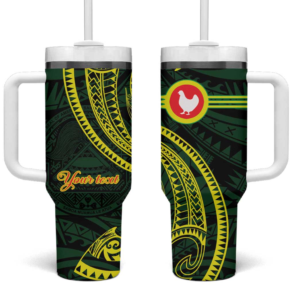 American Samoa Manua Cession Day Personalized Tumbler With Handle Polynesian Wave Style LT9 One Size: 40 oz Green - Polynesian Pride