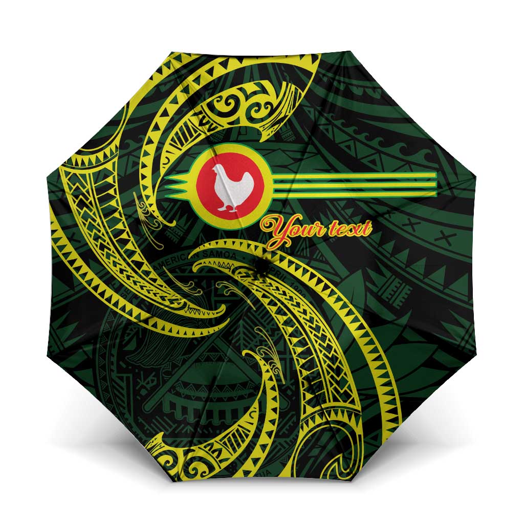 American Samoa Manua Cession Day Personalized Umbrella Polynesian Wave Style LT9 One Size Folded 11.42 inch Opened Diameter 37.4 inch Green - Polynesian Pride