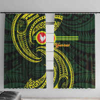 American Samoa Manua Cession Day Personalized Window Curtain Polynesian Wave Style LT9 With Hooks Green - Polynesian Pride
