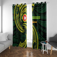 American Samoa Manua Cession Day Personalized Window Curtain Polynesian Wave Style LT9 With Grommets Green - Polynesian Pride