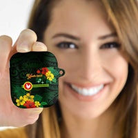 American Samoa Manu'atele Personalized AirPods Case Manua Island Hibiscus Flowers LT9 Green - Polynesian Pride