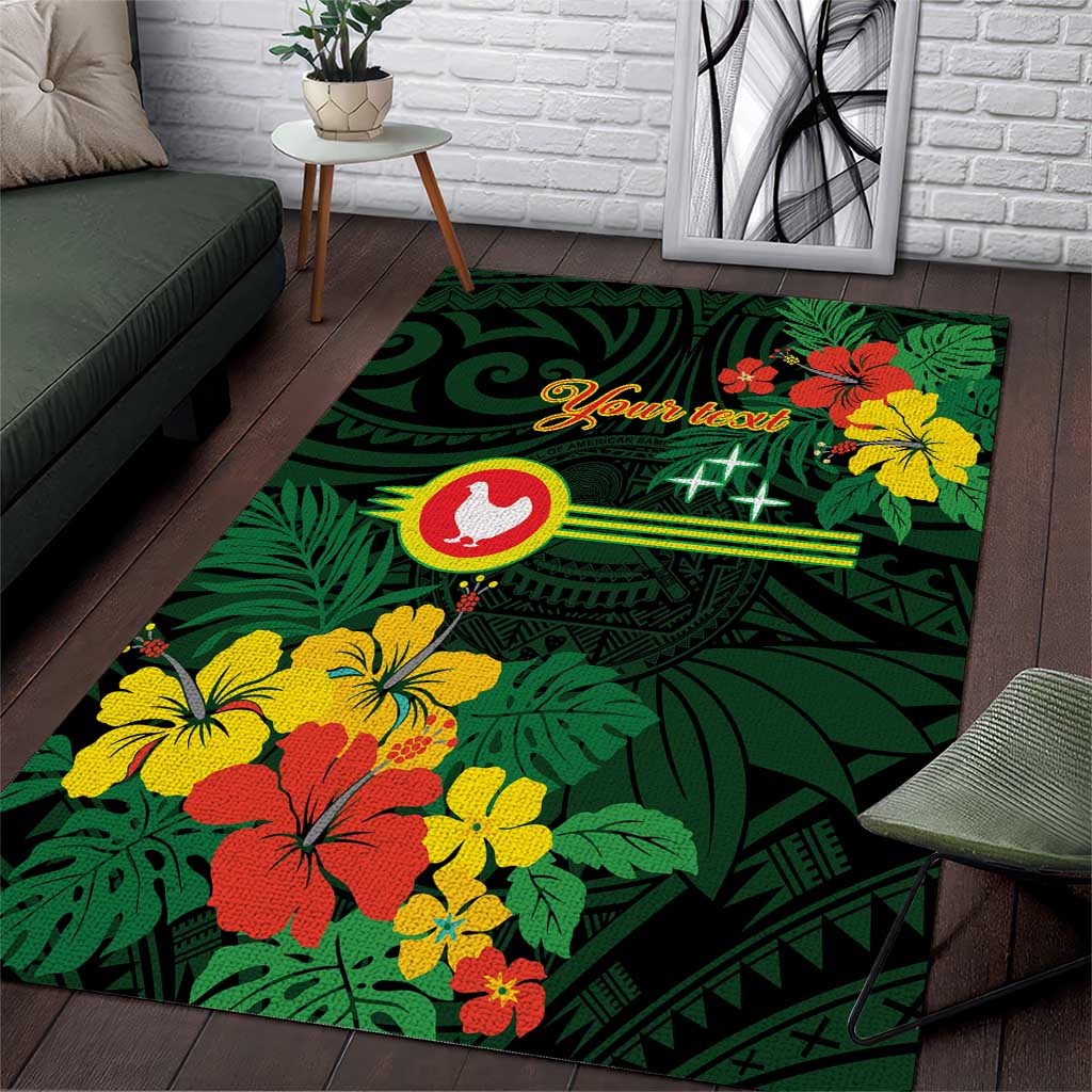 American Samoa Manu'atele Personalized Area Rug Manua Island Hibiscus Flowers LT9 Green - Polynesian Pride