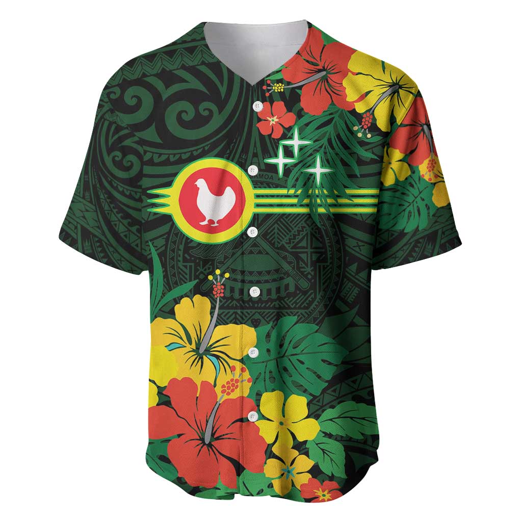 American Samoa Manu'atele Personalized Baseball Jersey Manua Island Hibiscus Flowers LT9 Green - Polynesian Pride
