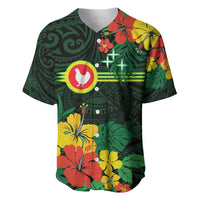 American Samoa Manu'atele Personalized Baseball Jersey Manua Island Hibiscus Flowers LT9 Green - Polynesian Pride
