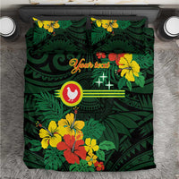 American Samoa Manu'atele Personalized Bedding Set Manua Island Hibiscus Flowers LT9 Green - Polynesian Pride