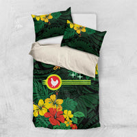 American Samoa Manu'atele Personalized Bedding Set Manua Island Hibiscus Flowers LT9 US Twin 172cm x 218cm Green - Polynesian Pride