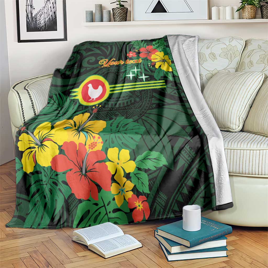 American Samoa Manu'atele Personalized Blanket Manua Island Hibiscus Flowers LT9 Green - Polynesian Pride