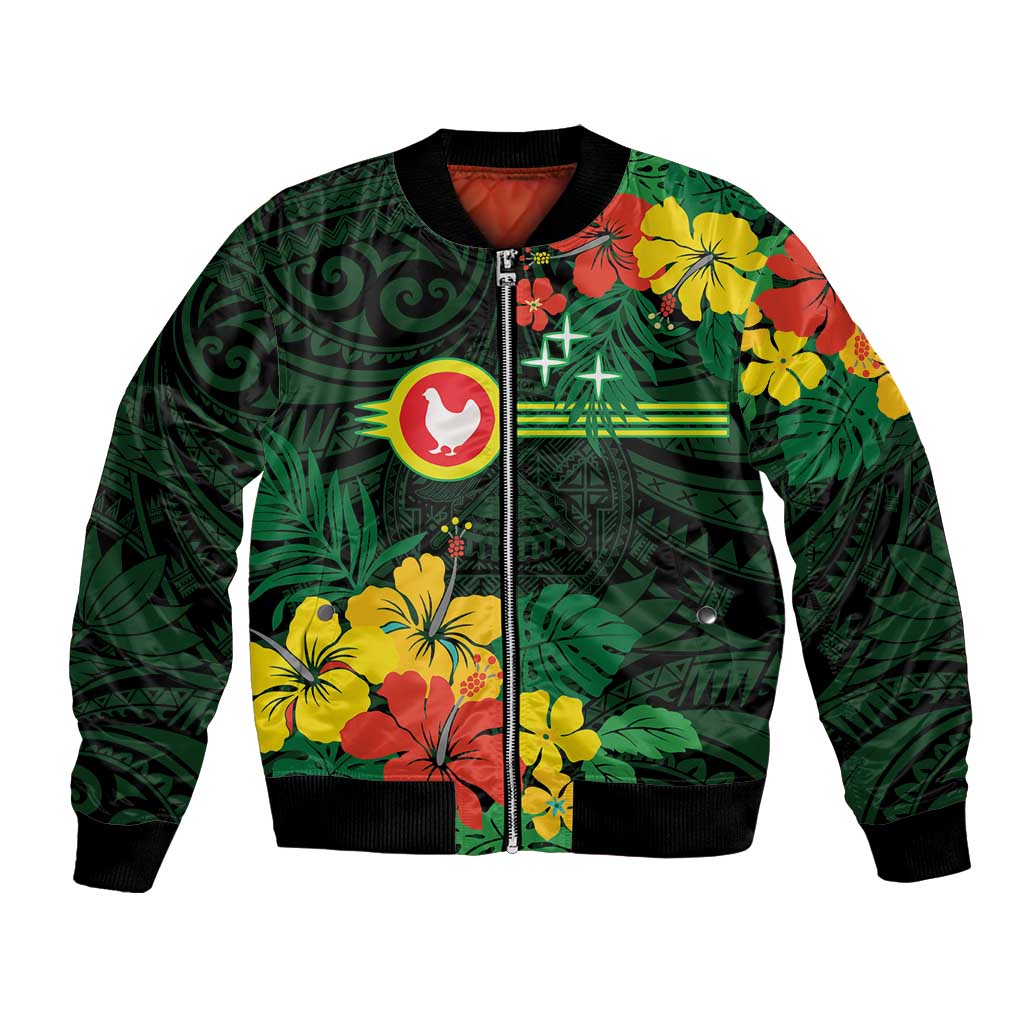 American Samoa Manu'atele Personalized Bomber Jacket Manua Island Hibiscus Flowers LT9 Unisex Green - Polynesian Pride