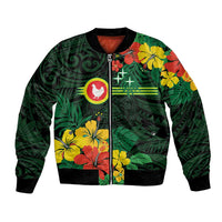 American Samoa Manu'atele Personalized Bomber Jacket Manua Island Hibiscus Flowers LT9 Unisex Green - Polynesian Pride