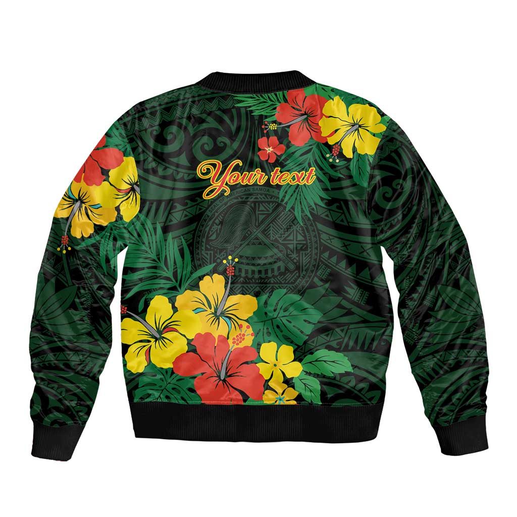 American Samoa Manu'atele Personalized Bomber Jacket Manua Island Hibiscus Flowers LT9 - Polynesian Pride