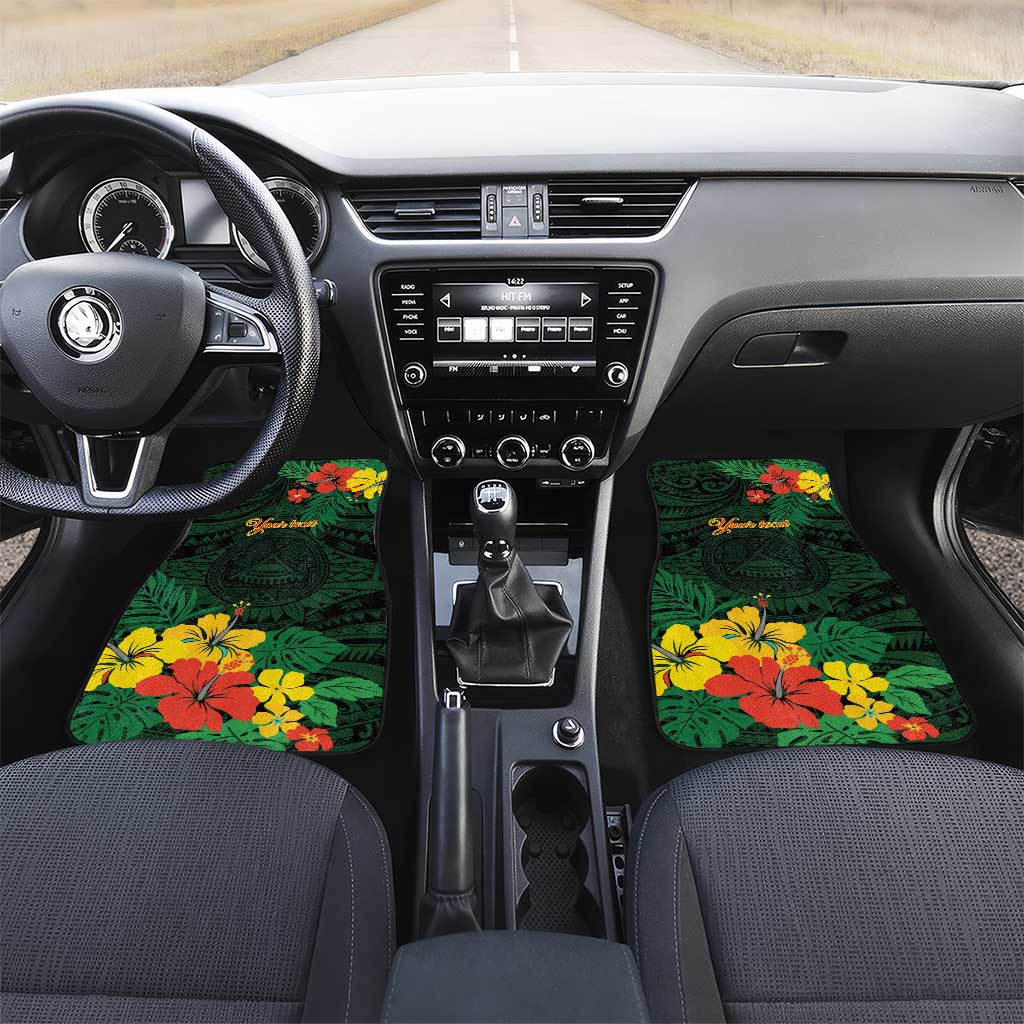American Samoa Manu'atele Personalized Car Mats Manua Island Hibiscus Flowers LT9 Set 2pcs - Front Green - Polynesian Pride