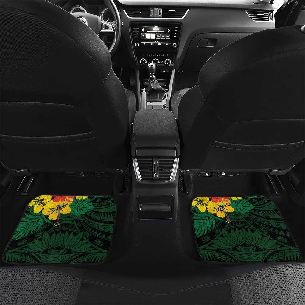 American Samoa Manu'atele Personalized Car Mats Manua Island Hibiscus Flowers LT9 Set 2pcs - Back Green - Polynesian Pride