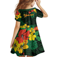 American Samoa Manu'atele Personalized Kid Short Sleeve Dress Manua Island Hibiscus Flowers LT9 - Polynesian Pride