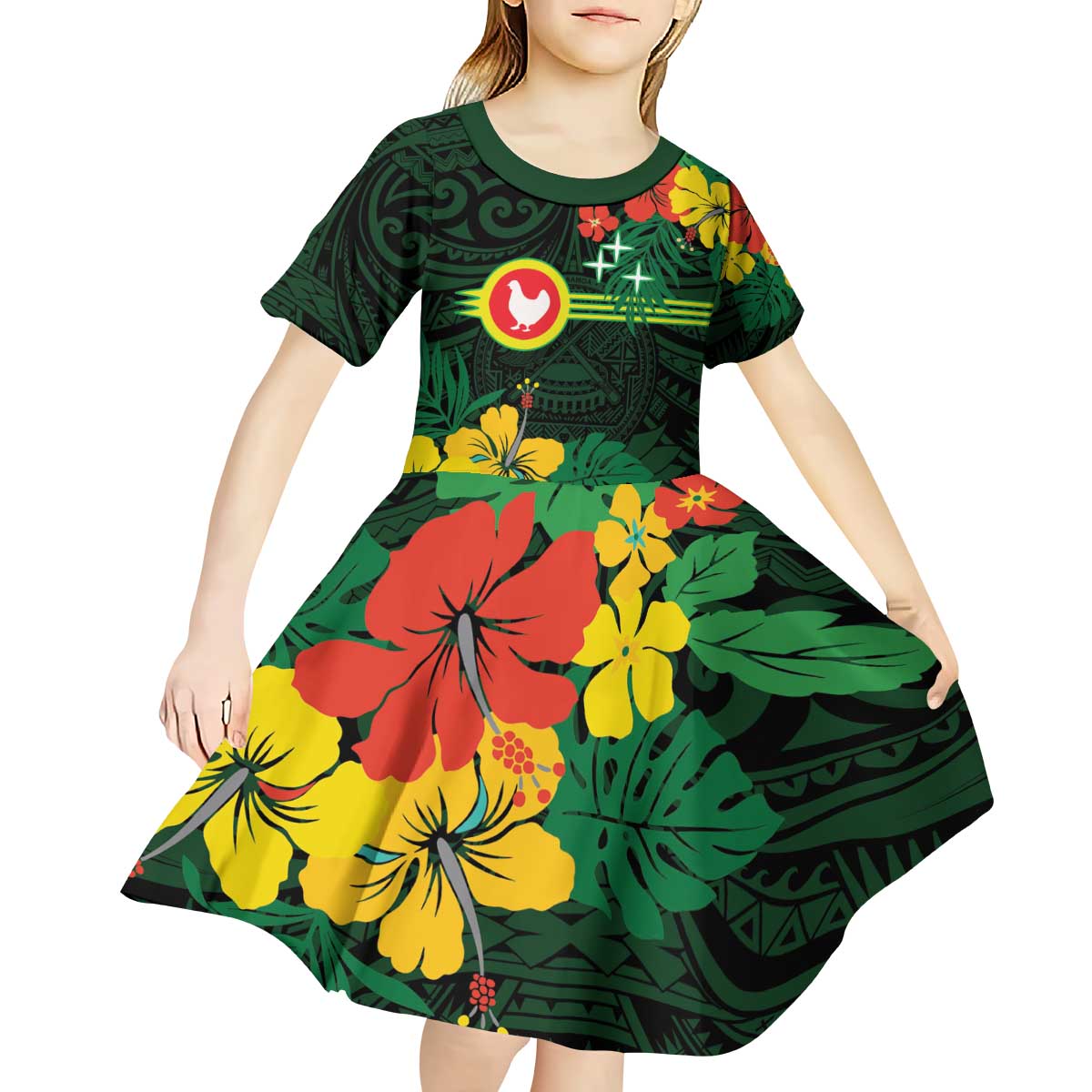 American Samoa Manu'atele Personalized Kid Short Sleeve Dress Manua Island Hibiscus Flowers LT9 - Polynesian Pride