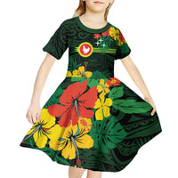American Samoa Manu'atele Personalized Kid Short Sleeve Dress Manua Island Hibiscus Flowers LT9 - Polynesian Pride
