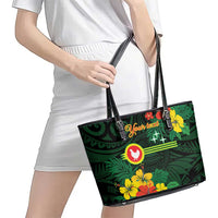 American Samoa Manu'atele Personalized Leather Tote Bag Manua Island Hibiscus Flowers LT9 - Polynesian Pride