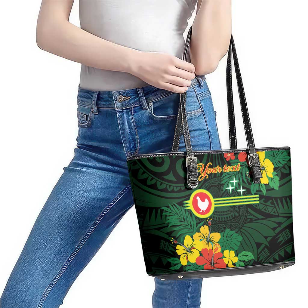 American Samoa Manu'atele Personalized Leather Tote Bag Manua Island Hibiscus Flowers LT9 - Polynesian Pride