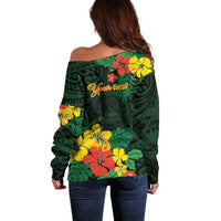 American Samoa Manu'atele Personalized Off Shoulder Sweater Manua Island Hibiscus Flowers LT9 - Polynesian Pride