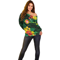 American Samoa Manu'atele Personalized Off Shoulder Sweater Manua Island Hibiscus Flowers LT9 - Polynesian Pride
