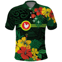 American Samoa Manu'atele Personalized Polo Shirt Manua Island Hibiscus Flowers LT9 Green - Polynesian Pride