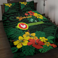 American Samoa Manu'atele Personalized Quilt Bed Set Manua Island Hibiscus Flowers LT9 Green - Polynesian Pride
