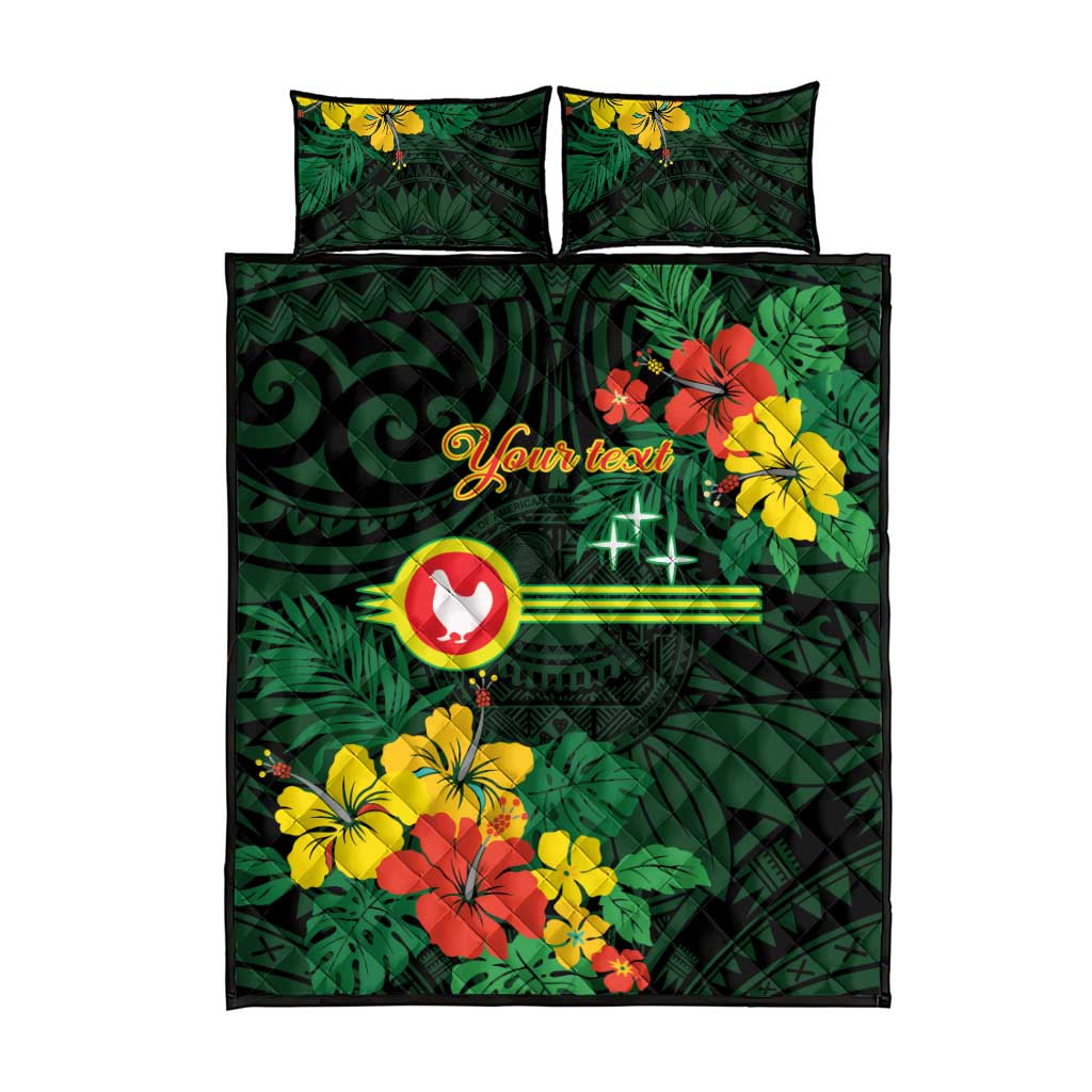 American Samoa Manu'atele Personalized Quilt Bed Set Manua Island Hibiscus Flowers LT9 - Polynesian Pride