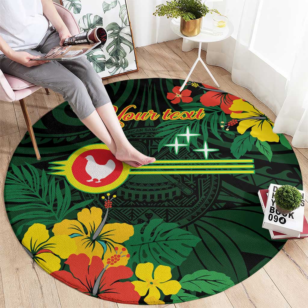 American Samoa Manu'atele Personalized Round Carpet Manua Island Hibiscus Flowers LT9 - Polynesian Pride
