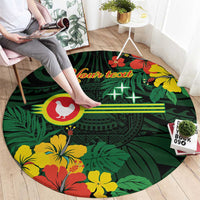 American Samoa Manu'atele Personalized Round Carpet Manua Island Hibiscus Flowers LT9 - Polynesian Pride